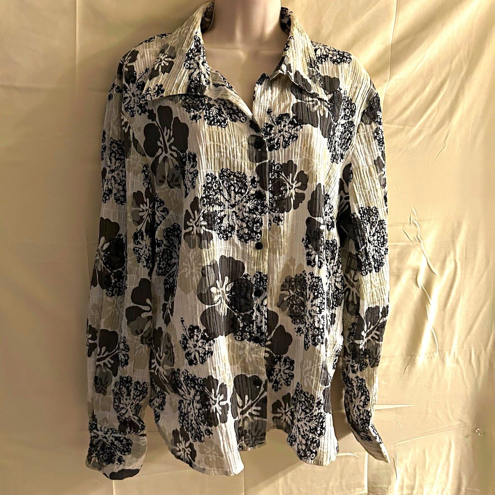 New 1X Orvis leafy button front top #1798*8